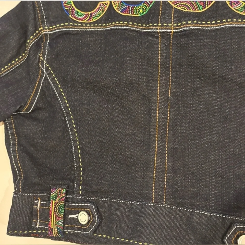 COOGI Cropped Jean Jacket with Multicolor Accents - Picture 7 of 7
